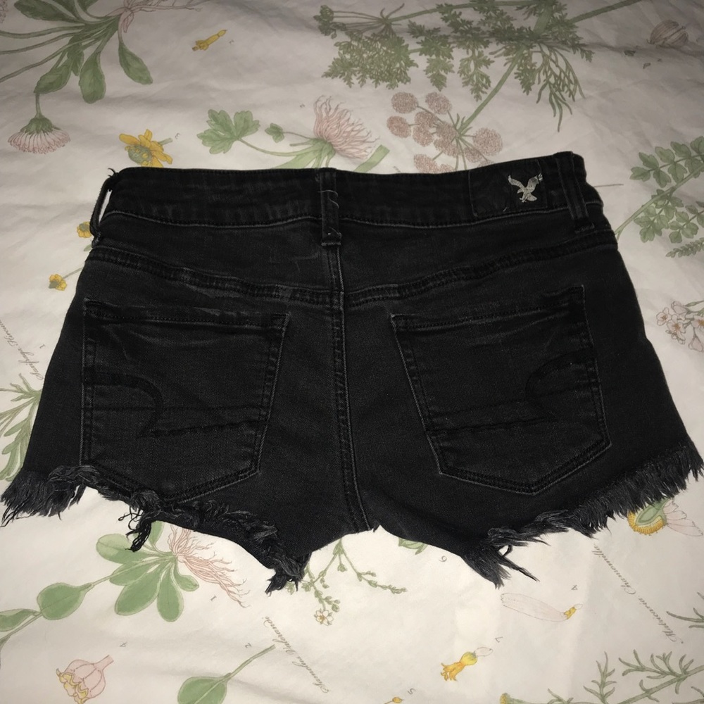 Black denim shorts
